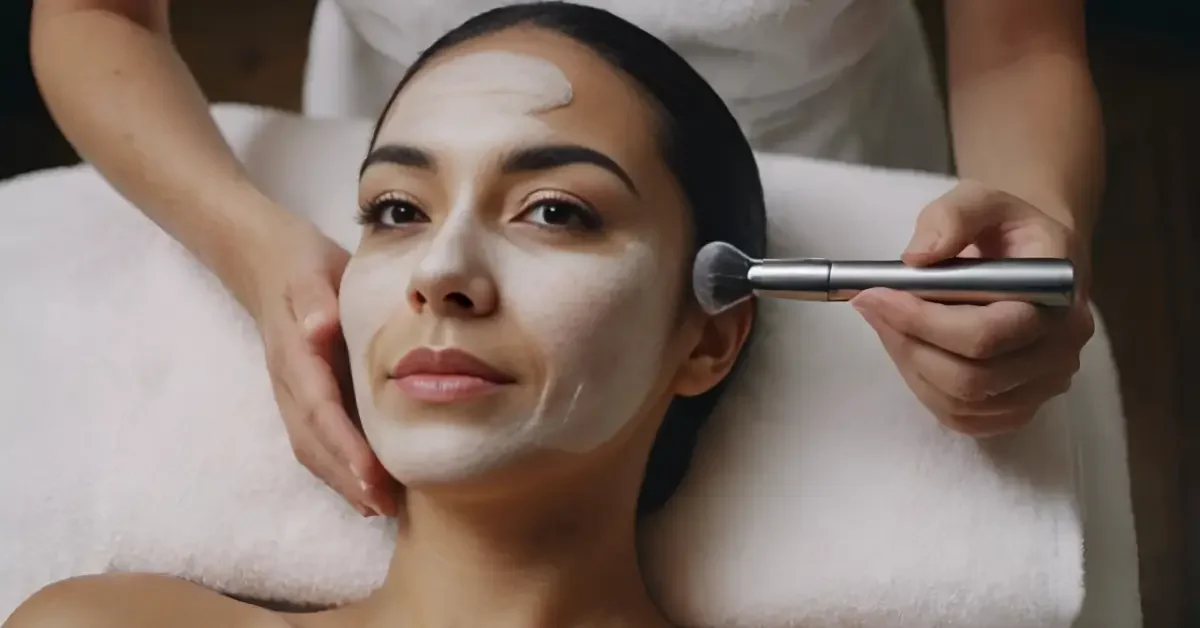 Woman receiving a facial treatment at Bristol Beauty Line for glowing skin